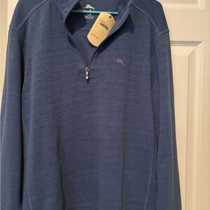 BNWT Men's Tommy Bahama Blue Half-Zip Sweater